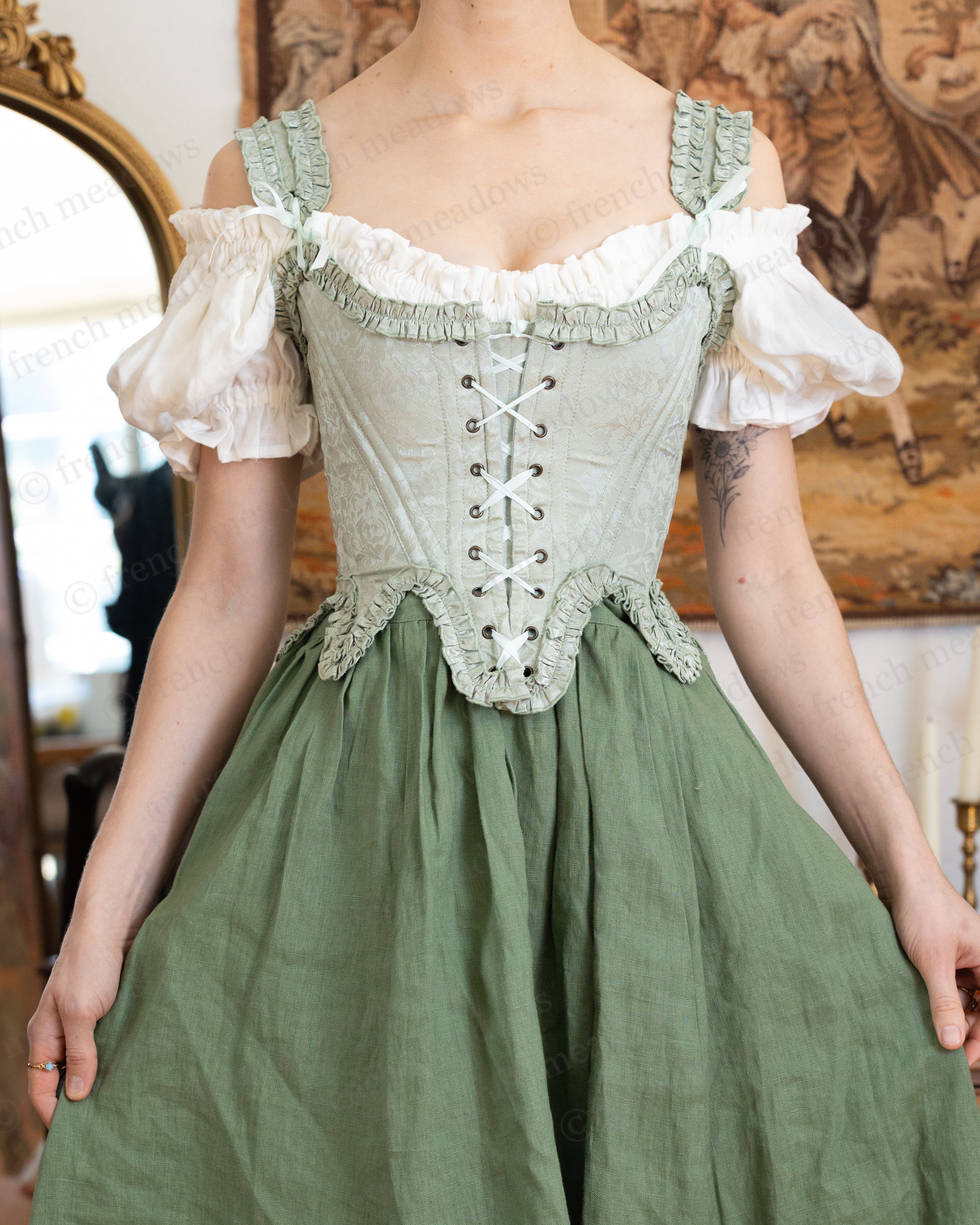 Ivory Short Sleeve Linen Chemise - Image 4