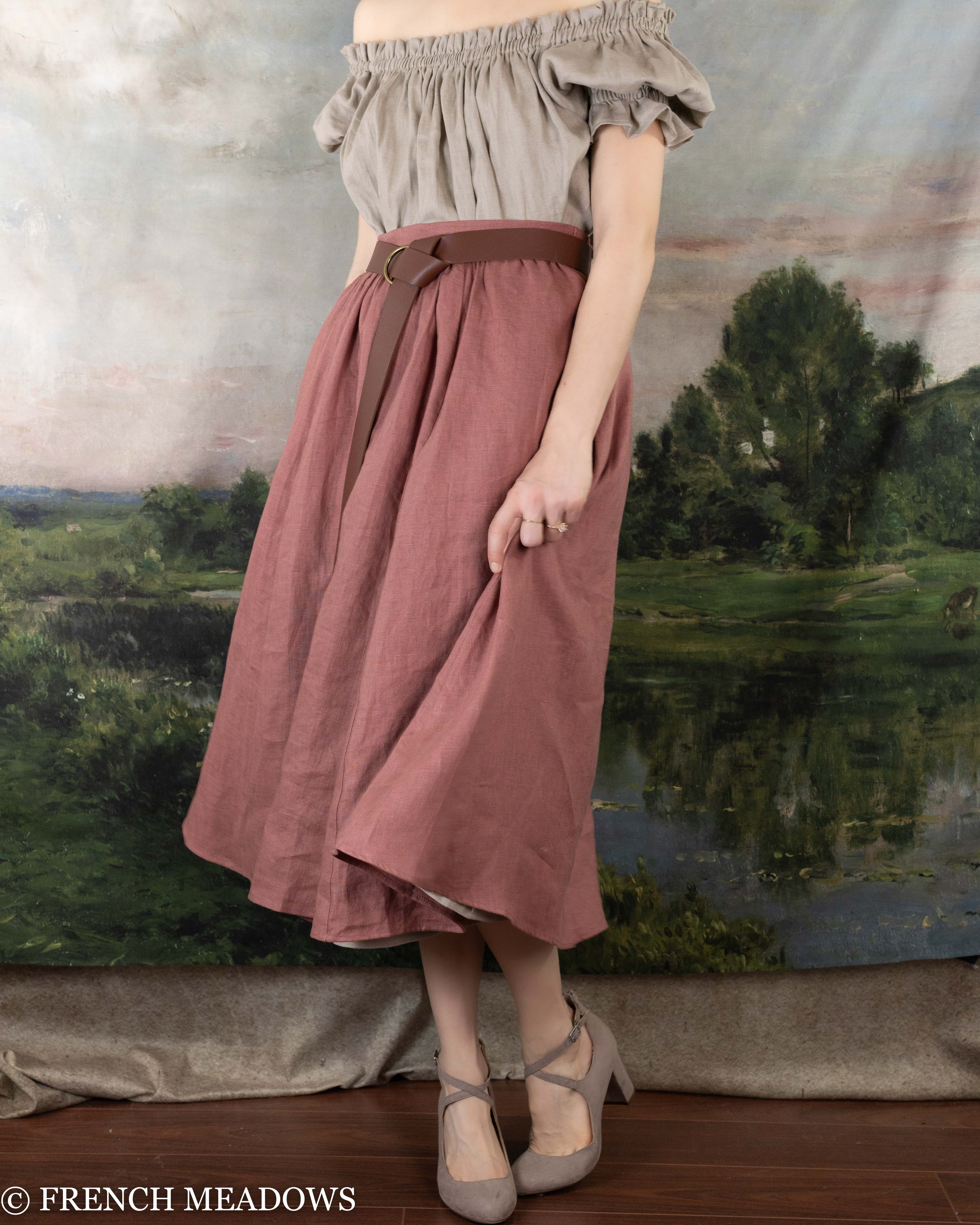 Vintage Rose Linen Midi Skirt - Image 6