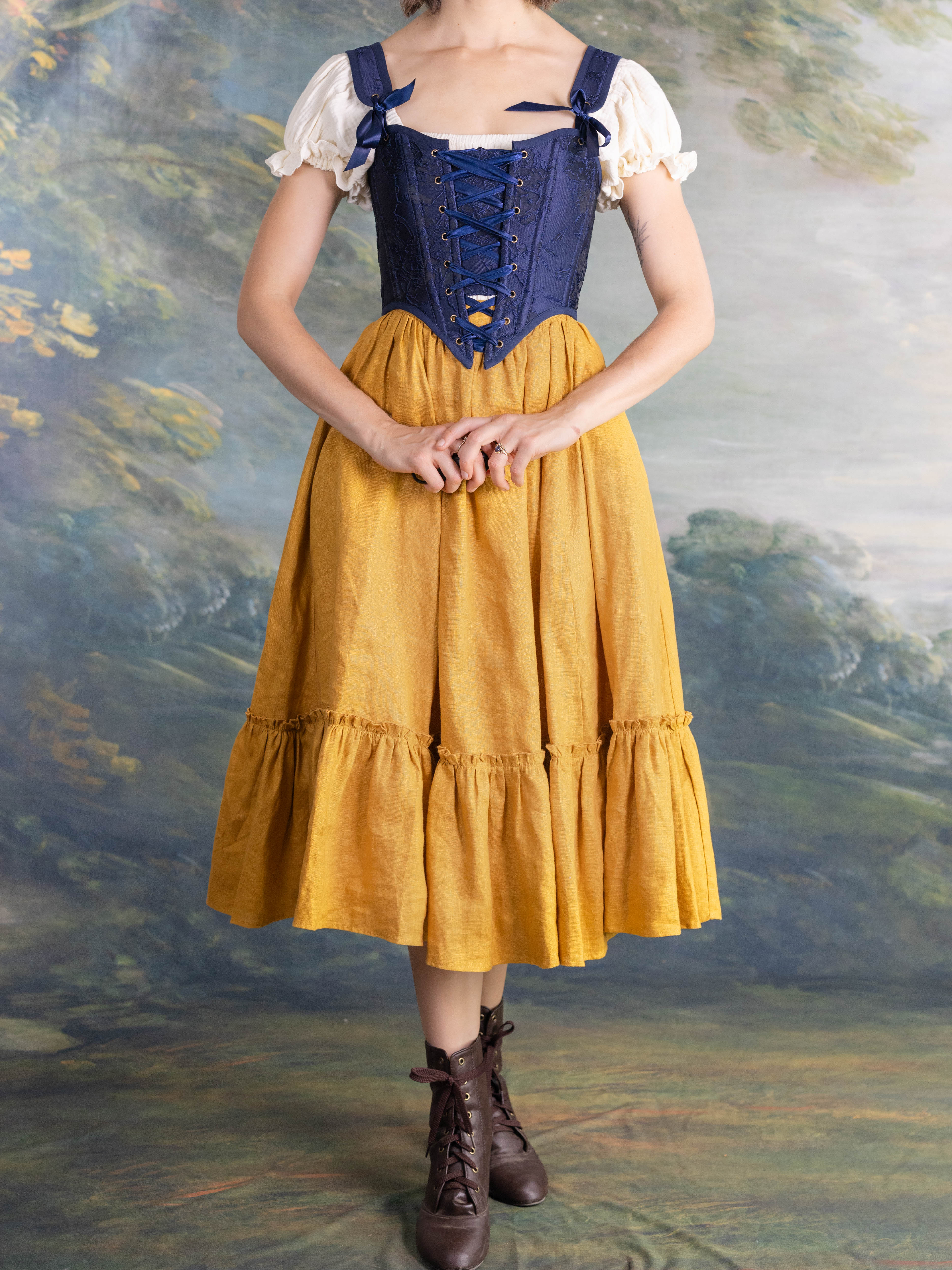 Yellow Linen Ruffle Skirt - Image 3