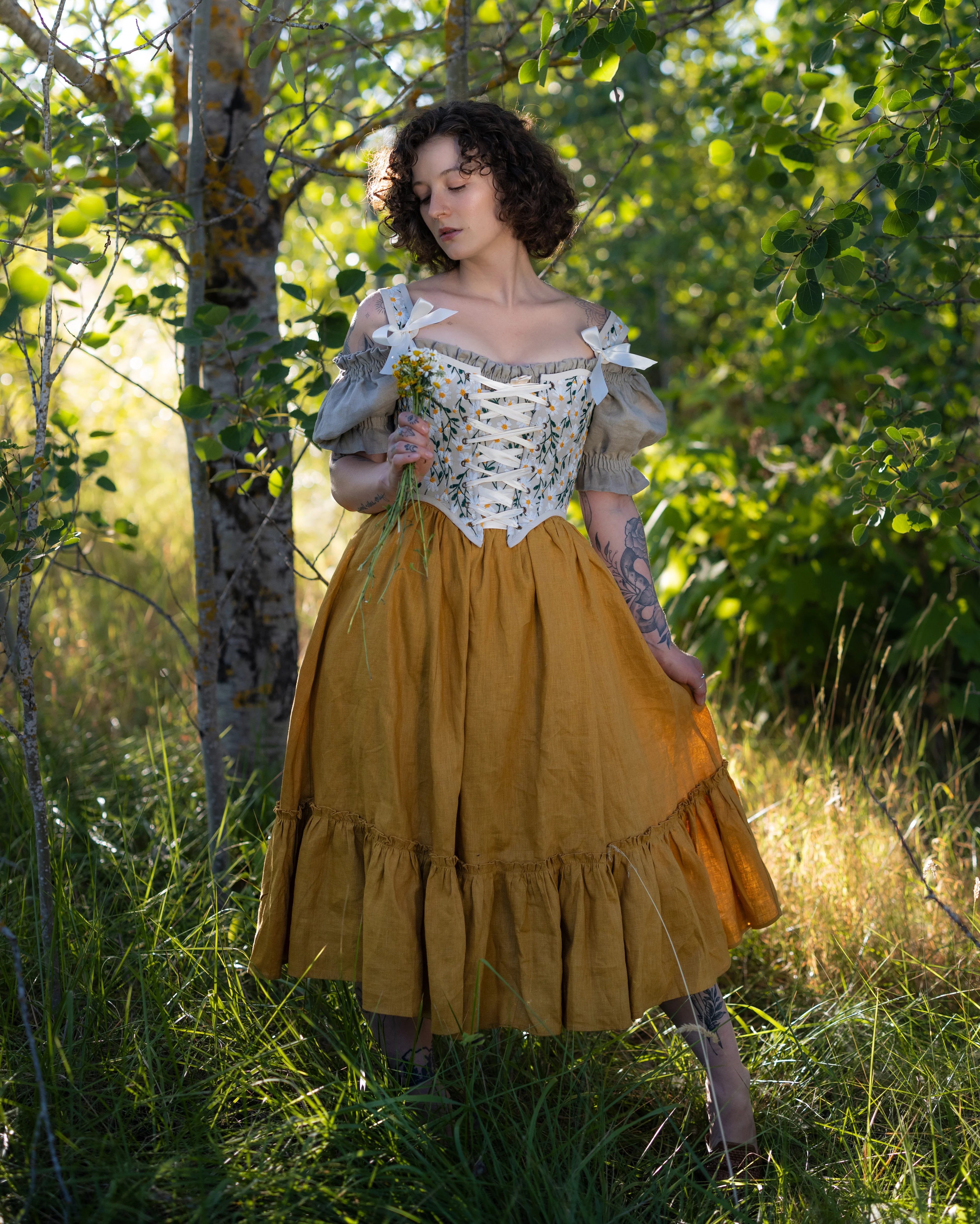 Yellow Linen Ruffle Skirt - Image 8