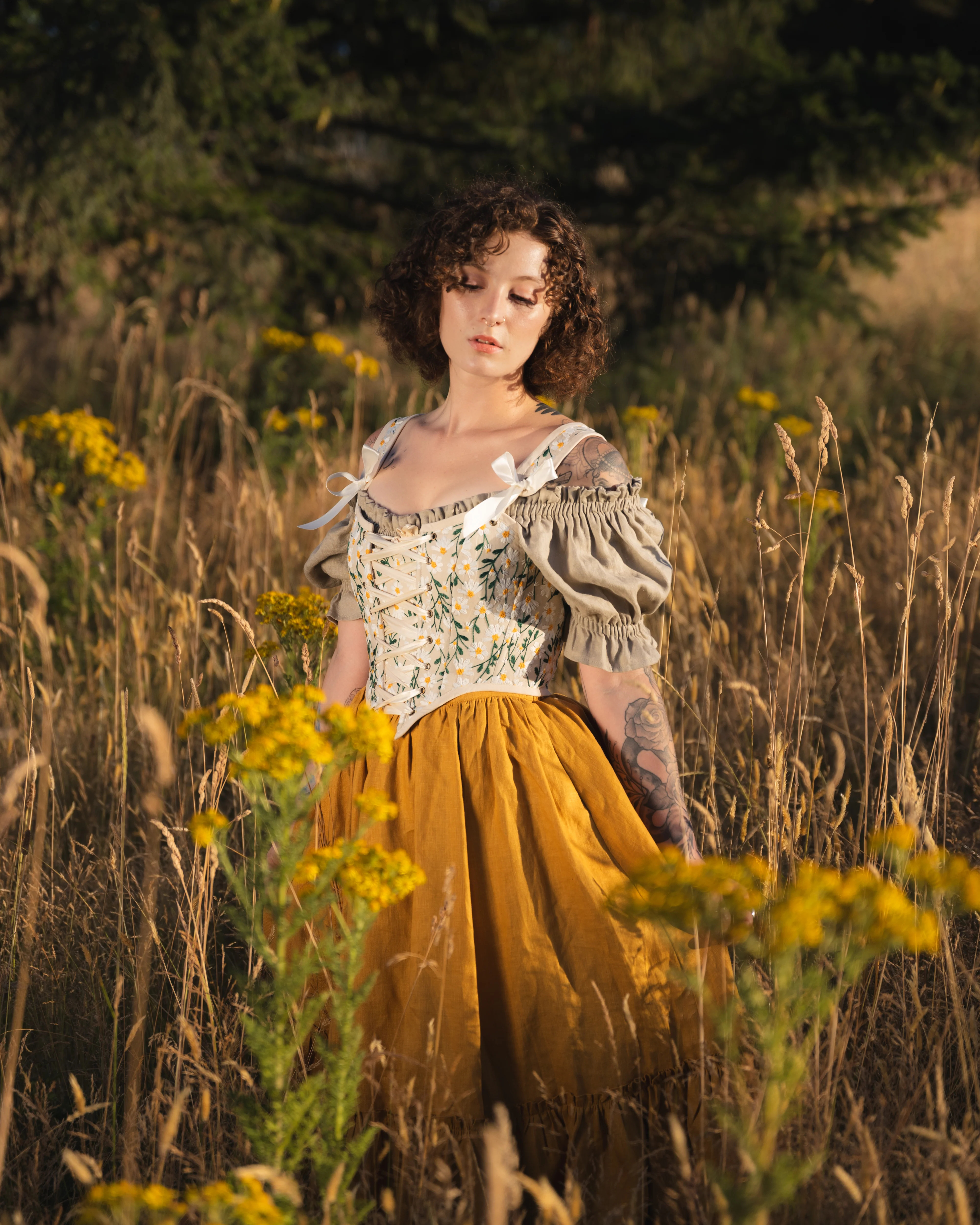 Yellow Linen Ruffle Skirt - Image 9